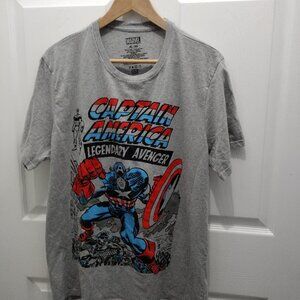 Marvel Captain America Graphic Tee XL Gray Legendary Avenger T-Shirt Superhero